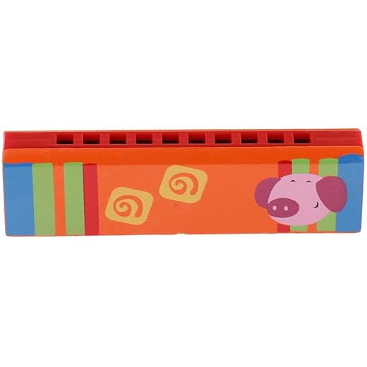 Cartoon Wooden Harmonica 10 Holes Orange