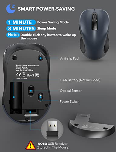 Trueque Wireless Mouse For Laptop, 2.4Ghz Ergonomic Computer Mouse With Back & Forward Buttons, 3-Level Dpi, 6 Buttons, Optical Usb Cordless Mice For Windows Chromebook Macbook Pc #TOP3