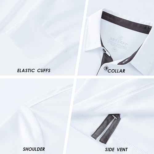 Image of Mens Golf Shirt Long Sleeve Moisture Wicking Dry Fit Performance Solid Pique Collared Golf Polo Shirts for Men