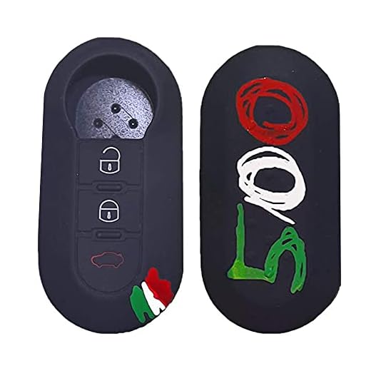 Housse de Protection pour Fiat Clé de Voiture 3 clés Clé Pliante Sac en Silicone (500)