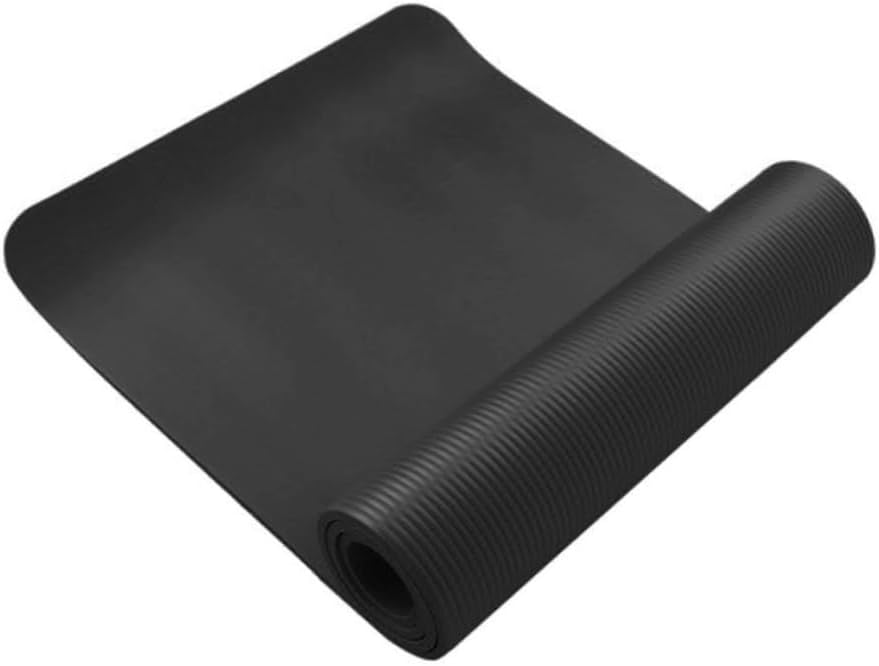 POPETPOP Non Slip Exercise Mat Nbr Yoga Mat for Fitness Workouts Tear Black for Stretching and Toning
