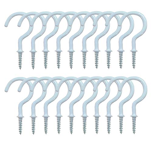 Best Cyber Monday 🔥 20 Pack 2.9 inch Cup Hooks Metal Ceiling Hooks,Household Screw-in Utility Storage Hook for The Storage of Kitchens,Bedrooms,Living Room Cups and Clothing,and Outdoor Hanging Lamps,Mug Etc.(White, 2in)