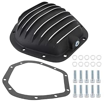 Black Finned Front Dana 60 Differential Cover with Bolts & Gasket for F250 F350 Super Duty 4WD