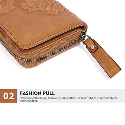 Fashion Women Wallets Genuine Leather Zipper Female Card Holder Purse Wallet,Luggage(A)3