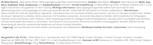 Polleo-Beta-Alanin-2000-mg-Aminosaeure-Pulver-125-Portionen-Unflavoured-250-g