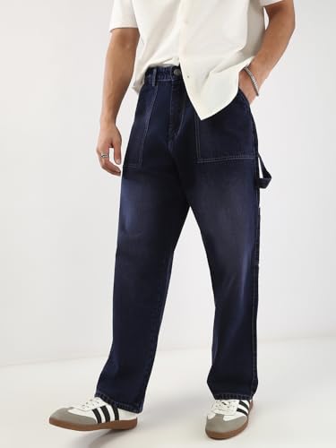 Image of Urbano Fashion Men's Loose Baggy Fit Cargo Carpenter Jeans with 6 Pockets Non-Stretchable