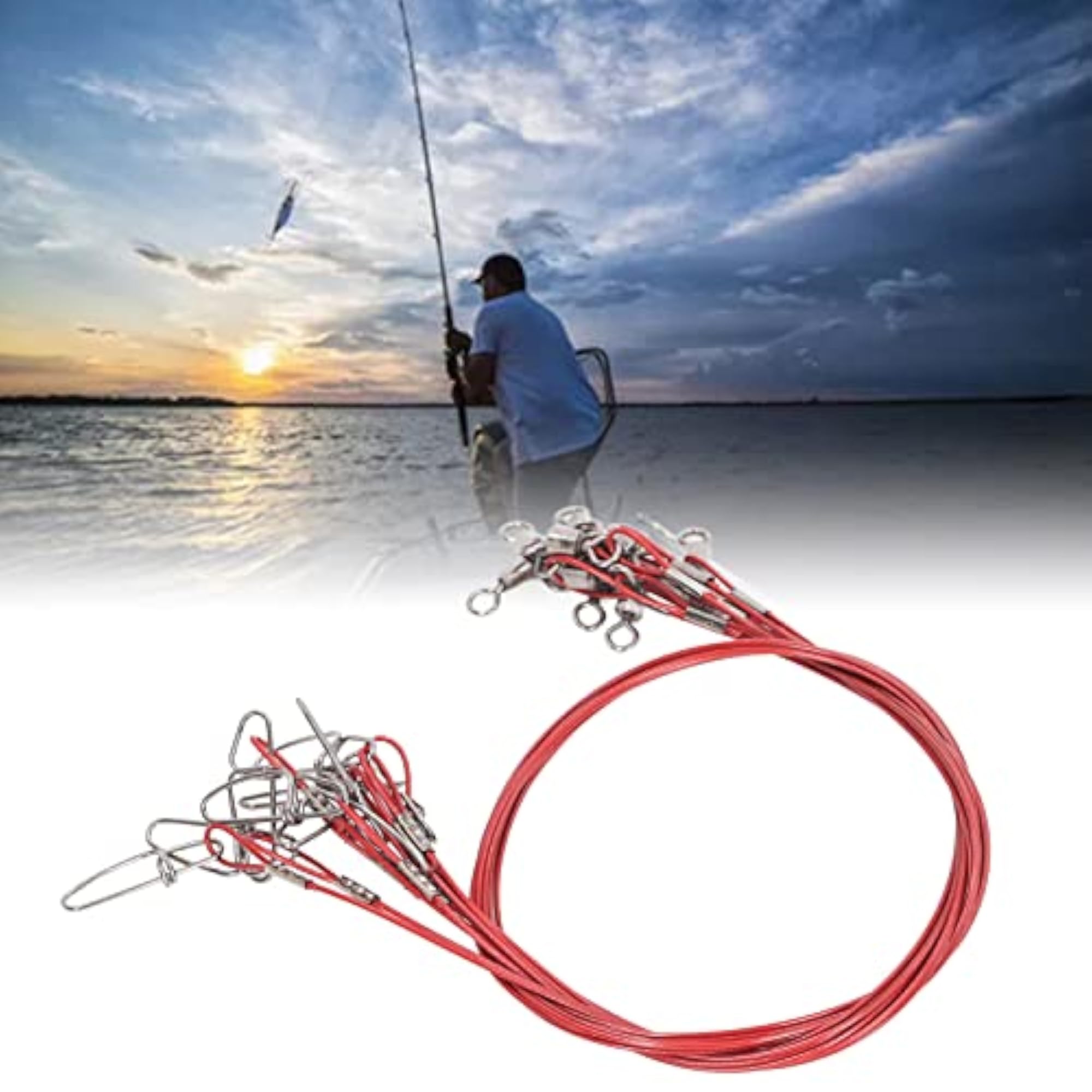 Fishing Leaders, High Steel Fishing Line Leaders with Swivels