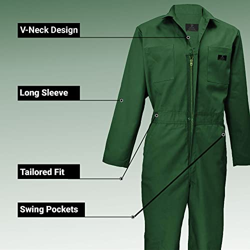 Active Uniforms Overall Workwear Men Long Sleeve Coveralls, Hunter Green (Medium) #TOP2