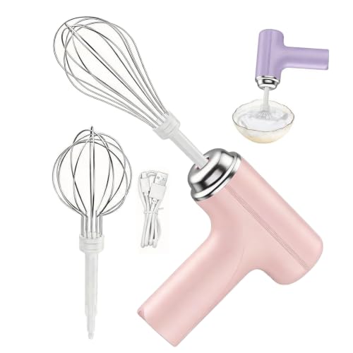 Batidora eléctrica de 3 velocidades con batidor: batidora de cocina multifuncional, suministros for hornear, ahorro de espacio, fácil de limpiar for masa, huevos, masa y crema(Pink)