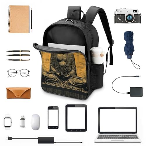 Mochila estampada de Buda con tela impermeable y respaldo transpirable para jóvenes 4