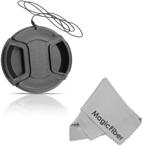 52MM Center Pinch Lens Cap w/ Leash for CANON PowerShot SX40 HS SX30 HS SX20 IS SX10 Cameras + Premium MagicFiber Microfiber Cleaning Cloth