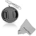52MM Center Pinch Lens Cap w/ Leash for CANON PowerShot (SX50 SX40) HS (SX30 SX20) IS SX10 Cameras + Premium MagicFiber Microfiber Cleaning Cloth