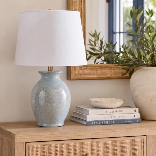 Nourison Home 22" Coastal Blue Mist Ceramic Urn Table Lamp