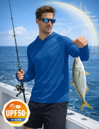 Image of KEFITEVD Men's Sun Hoodie Long Sleeve Fishing UPF 50+ SPF Quick Dry Shirts