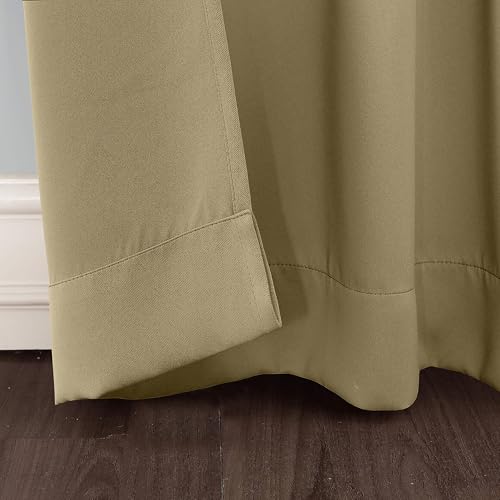 Image of THE LINEN COMPANY Back Tab Black Out Curtains for Bedroom Window | Noise Reducing Thermal Insulated Curtains | Premium Window Drapes Set of 2 Panels for Home - Beige, 6 Feet