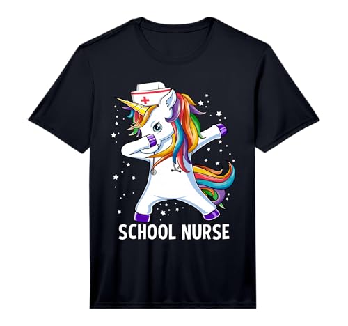 Mens Dabbing Unicorn Funny School Nurse Gift Performance T-Shirt