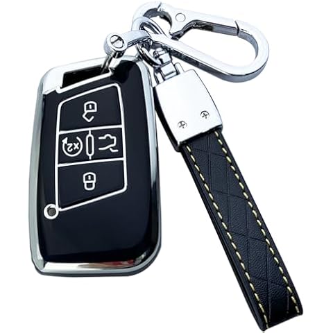 ShuDay Key Fob Cover Case Compatible with VW Atlas Arteon Golf Jetta Passat Tiguan Taos Skoda Kodiaq Superb Accessories (Black) Cover