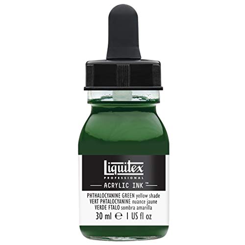 Liquitex 4260319 Liquid Professional Acrylic Paints - Ink, Highly Pigmented Airbrush Paint, Phthalocyanine Green, Yellow, Tone, 30 ml bottle