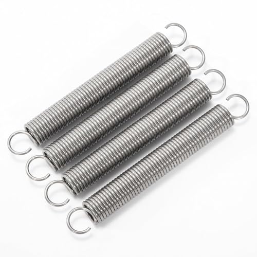 YOGAZEN 4 Stück Zugfedern mit Haken, Zugfeder Edelstahl 47.2x6x0.8MM, Spannfeder Sonnensegel, Federn Metall Spiralfeder Federstahl Zugfedern Sortiment Stahlfeder Spannfeder mit Haken für Trampolin