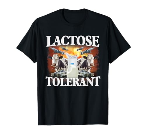 Funny Lactose Retro Pro-Dairy Apparel Unisex-Adults Black Cotton Blend T-Shirt Small