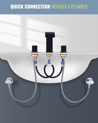 Robinet de salle de bain cascade noir mat moderne 2 poignées éviers - 6