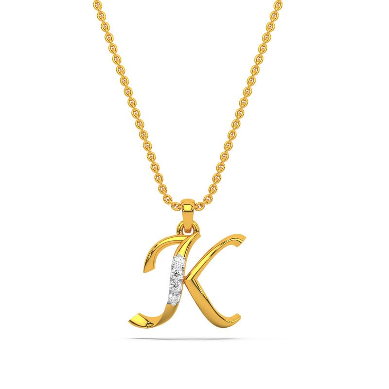 Image of KISNA Alphabet Diamond & Gold Pendant for Women.