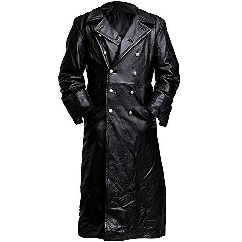 Tailor Outfits Men's German Classic Officer Ww2 Military Uniform Cowhide Leather Trench Winter Coat (Xl), Black #TOP23