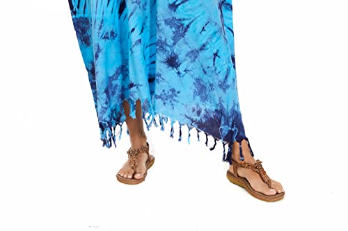 Image of Beautybatik Women Hippie Tie Dye Caftan Kaftan Loungewear Maxi Plus Size Long Dress XL to 4X