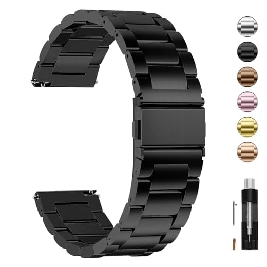Fullmosa 4 Colores para Correa Metálica de Reloj de Liberación Rápida, Pulsera Reloj de Acero Inoxidable, Negro 22mm