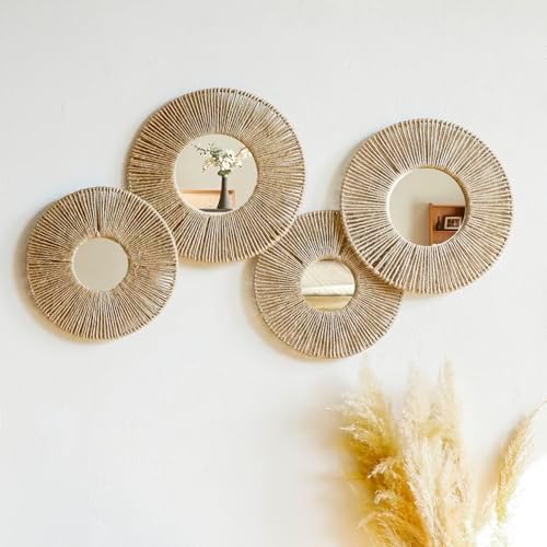 Artilady 4 Pack Hanging Baskets Wall Art - Decorative Woven Wicke...