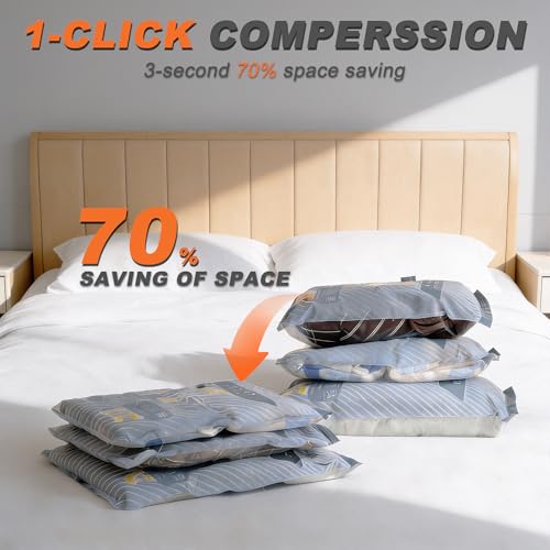 Image of 10-Pack Vacuum Bags for Travel with Wireless Rechargeable Pump, Carry-on Size Compression Packing Bags for Luggage & Suitcase, Space Saver for Clothes & Clothing, 10 Combo Travel Size, Fast 3S Vacuum