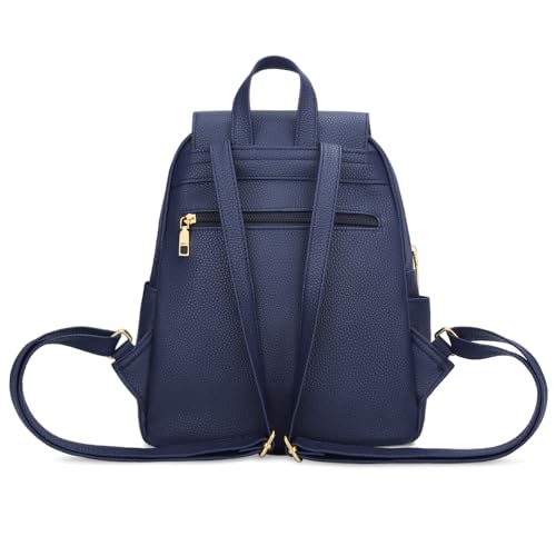 Image of KKXIU Quilted Trendy Leather Backpack Purse for Women and Ladies Shoulder Travel Daypacks Bags (Navy)