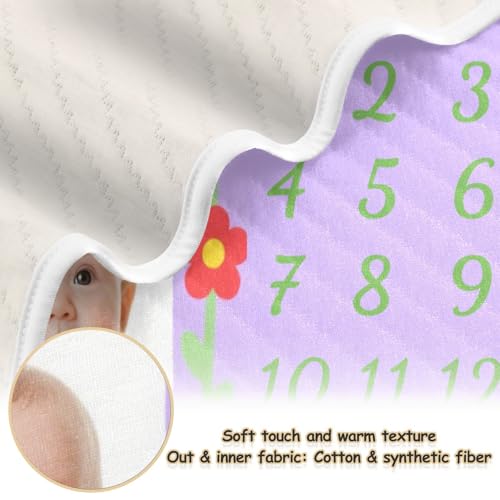 Custom Cute Baby Milestone Photo Purple Colorful swaddling Blankets Soft personalizado para Photo Monogrammed Blankets for Newborns, Infants, & Toddlers 30x40in Mantas para2