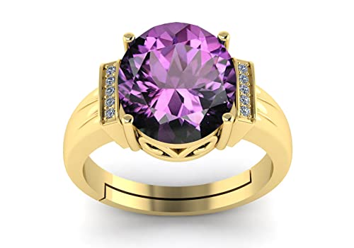 LMDPRAJAPATIS 6.25 Ratti Natural Amethyst Gemstone Gold Plated Anniversary Fashion Ring