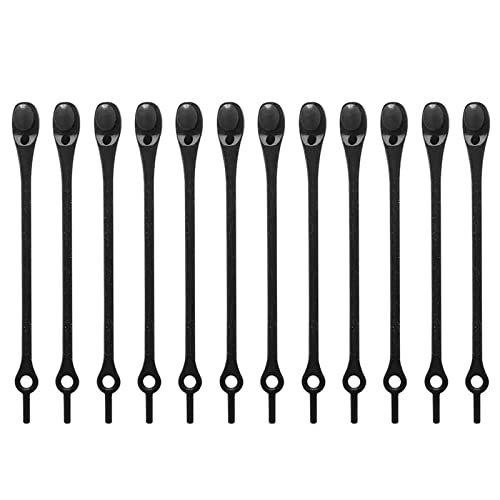 Yizunnu Elastische Silikon-Schnürsenkel, 11 cm, für Kinder und Erwachsene, 12 Stück, Schwarz , M Cover