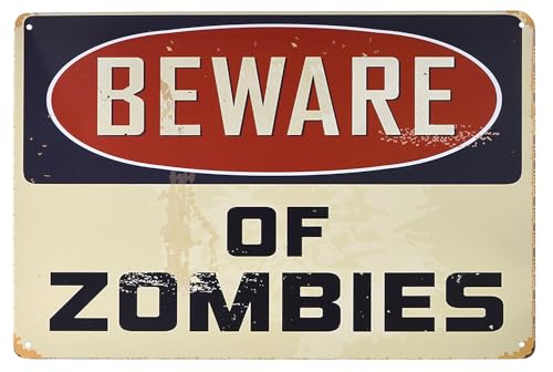 Strosportsandtech Warning Beware of Zombies Funny Tin Sign Bar Pub Garage Diner Cafe Home Wall Decor Home Decor Art Plaque Retro Vintage