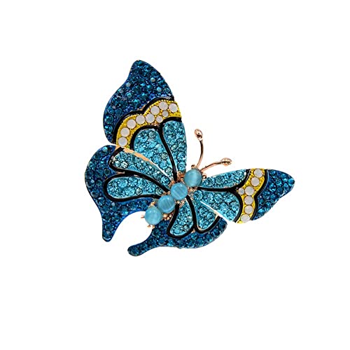 Broche papillon bleu en strass idée cadeau idéal bijou femme hiver