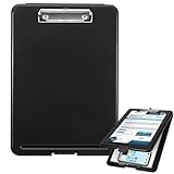 Vielseitige Klemmbrett a4 mit Deckel, Kunststoff Klemmbrett mit Aufbewahrung, Tragbare Clipboards Aufbewahrungsbox Klemmbretter mit Fach Organizer (Schwarz)