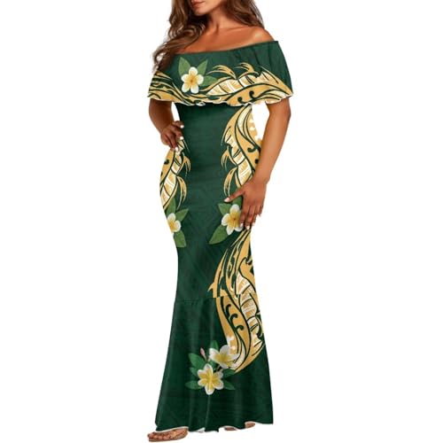 Image of Polynesian for Women S-7XL Off Shoulder Maxi Dress Hawaiian Summer Dresses