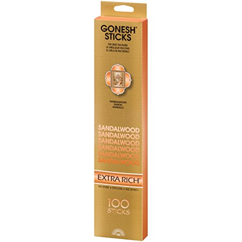 Gonesh Extra Rich Collection Sandalwood – 100 Stick Pack-Incense, Gold #TOP3
