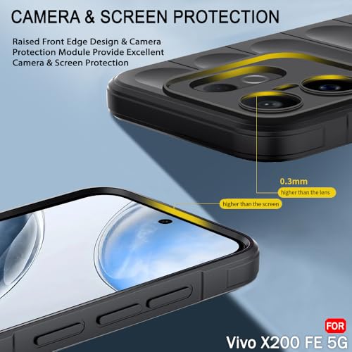 Image of TheGiftKart Liquid Silicon Back Cover Case for Vivo X200 FE 5G | Shockproof Military Grade Protection | Micro-Fibre Cloth On Inner Side | Anti-Slip Grip Back Case for Vivo X200 FE 5G (TPU, Black)
