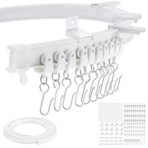 Dyna-Living 16.4ft/5M Flexible Bendable Ceiling Curtain Track, Curved Ceiling Mount, Room Divider, RV, L/U Shape Bay Windows