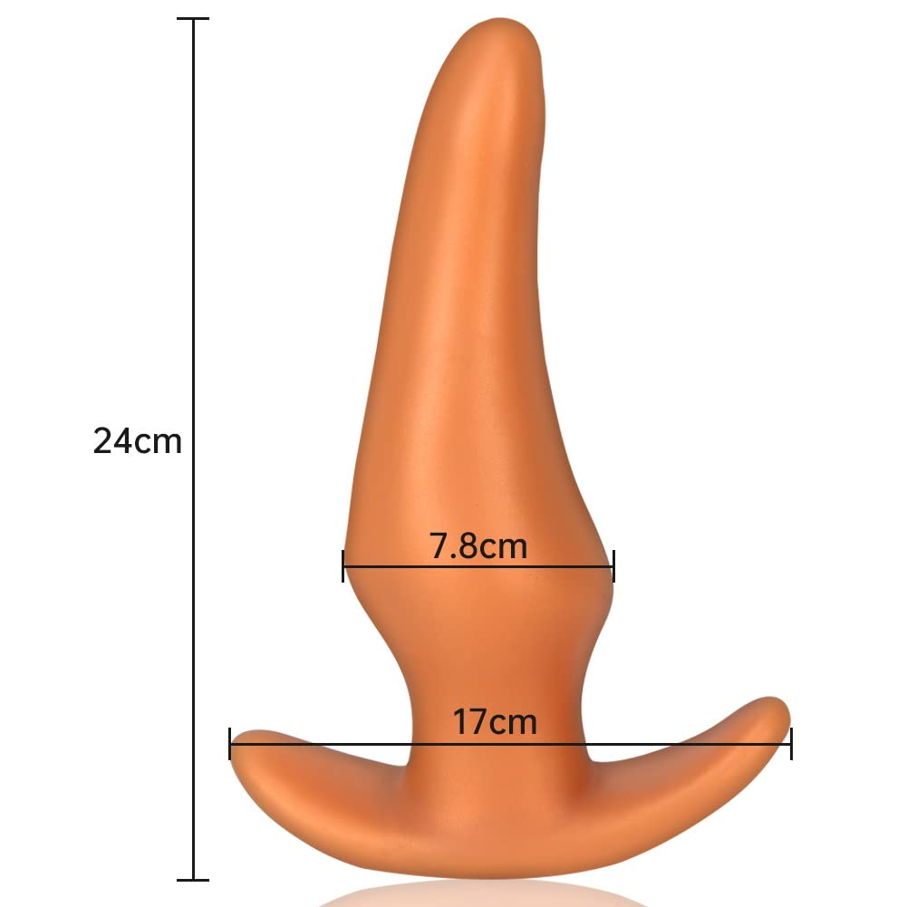 Plug Anale Plug Anale in Silicone Liquido Super Morbido Con Base Di Sicurezza, Dildo Anale D'oro Dilatatore Vagina Espansore Anale Giocattoli Sessuali Di Masturbazione per Uomini E Donne (XL)