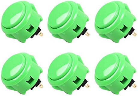 SANWA 6 pcs OBSF-30 Original Push Button 30mm - for Arcade Jamma Video Game & Arcade Joystick Games Console (Green) S@NWA
