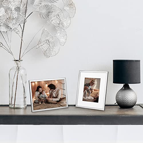Kinlink 8X10 Picture Frames Silver, Photo Frames With Real Glass For Picture 5X7 With Mat Or 8X10 Without Mat, Composite Wood Picture Frames For Table Top And Wall Mounting - Set Of 4 #TOP3
