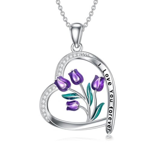 Collier tulipe anti-ternissement | Argent sterling hypoallergénique pour peaux sensibles