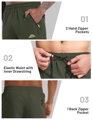 Image of MAGCOMSEN Men's Capri Shorts Quick Dry Below Knee 3 /4 Capri Pants with Zipper Pockets for Workout Running Training Summer
