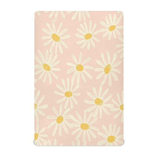 Image of Kigai Daisy Crib Sheet for Boys Girls Jersey Knit Fitted Crib Sheet Baby Crib Sheet for Standard Crib and Toddler Bed Mattresses, Cozy Soft Breathable, 28 x 52 inch