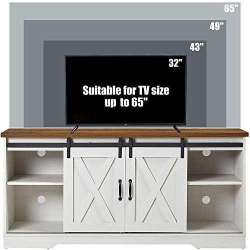Amerlife-TV-Stand-Sliding-Barn-Door-ModernFarmhouse-Wood-Entertainment-Center-Storage-Cabinet-Table-Living-Room-with-Adjustable-Shelves-for-TVs-Up-to-65-Distressed-WhiteRustic 41fXbR R4dL