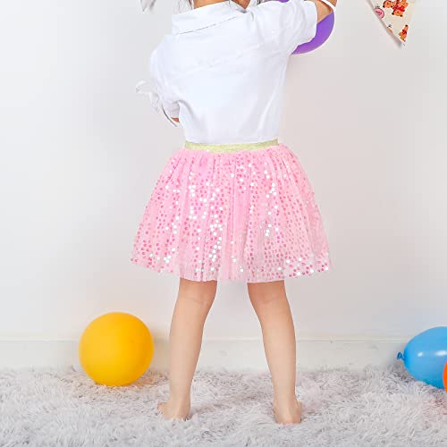 Image of KEREDA Toddler Girls Layered Tutu Skirt Sparkling Sequin Tulle Dance Skirts